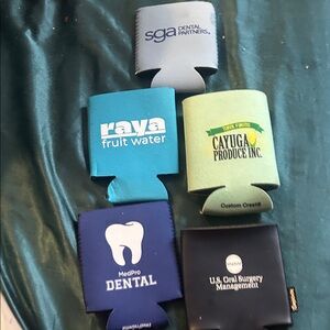 Assorted Logo Drink Koozies 5 set bundle can coolers beverage coolers  Koozie